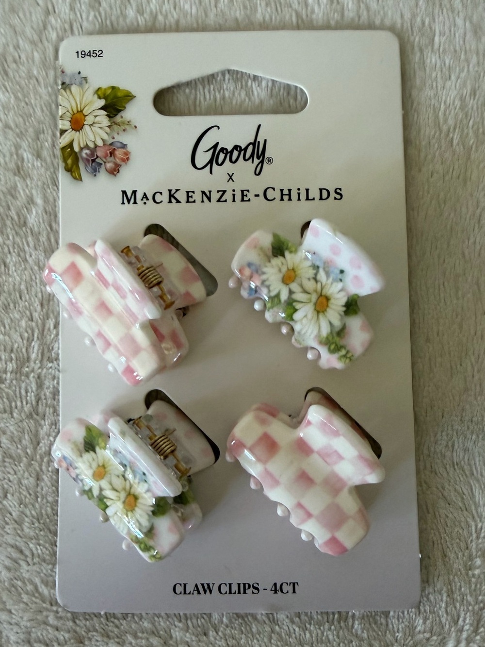 NEW Goody x Mackenzie Childs Mini Claw Clips (4-count rosy check/ floral) - Picture 2 of 3